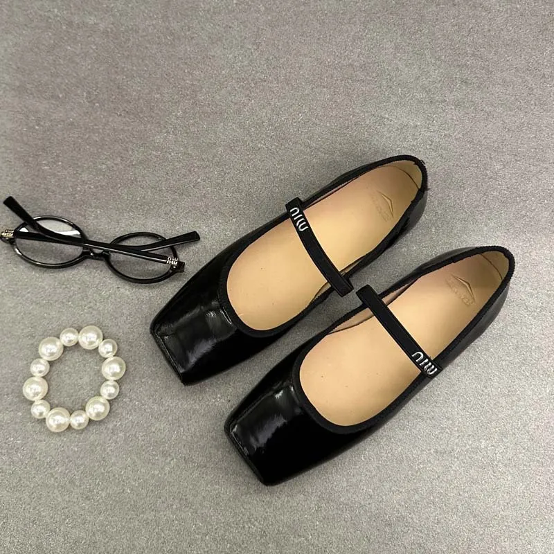 Women Ballet Flats Fashion Square Toe Pumps Female Mary Jane Shoes Soft Leather Slip-on Casual Shoes Office Lady Work Thin Shoes Sfde12db28f5f4f99ba0e40eb7b954187E