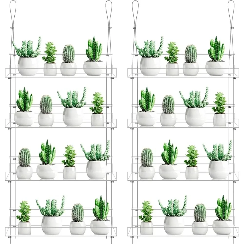 

Прозрачные подвесные полки для растений LISM, 2 шт., акриловые 4 уровня, искусственная подставка для растений, вешалка для окна растений, цветочный горшок