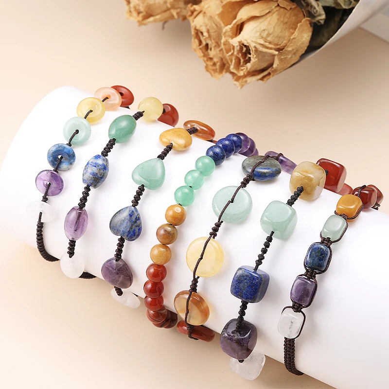

Handmade 7 Chakra Beads Bracelet Natural Stone String Braided Yoga Reiki Healing Balance Bracelets & Bangles Meditation Gift