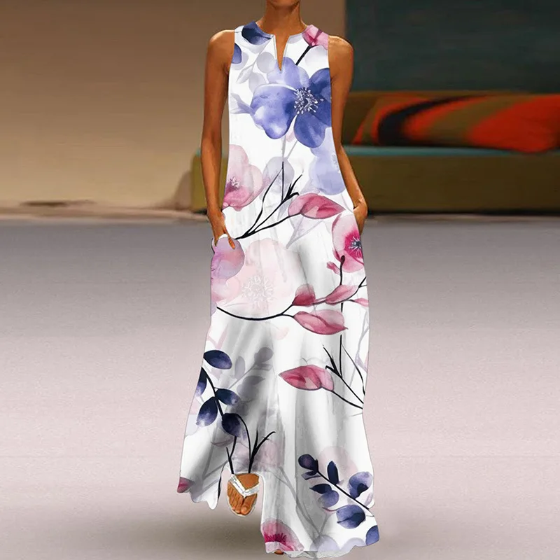 Women's Fashion Summer Sexy Print V-Neck Pocket Long Dress Large Swing Dress Elegant Sleeveless Pocket Print Comfortable Dresses
Women's Fashion Summer Sexy Print V-Neck Pocket Long Dress Large Swing Dress Elegant Sleeveless Pocket Print Comfortable Dresses
