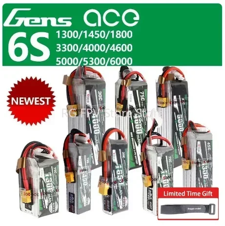 Gens ace Lipo Battery 6S 2600 3300 4000 5300mAh 22.2V Lipo Battery for Align Helicopter Airplane Car Boat RC Accessories
Gens ace Lipo Battery 6S 2600 3300 4000 5300mAh 22.2V Lipo Battery for Align Helicopter Airplane Car Boat RC Accessories