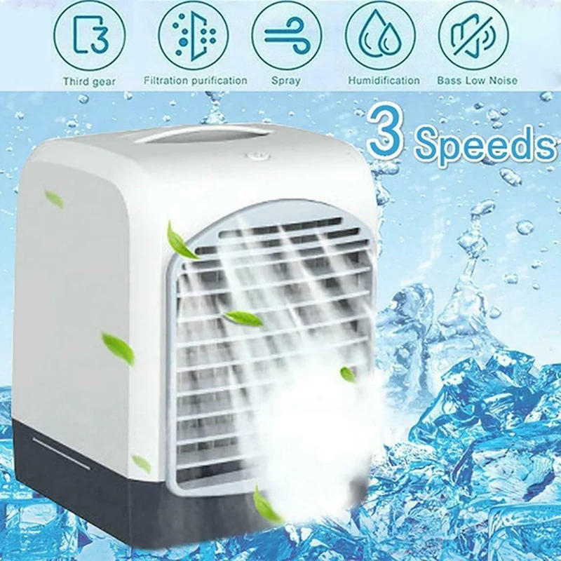 

Portable Mini Desktop Air Conditioner USB Small Fan Cooling Humidifier Aromatherapy Air Cooler With Ice Water Tank