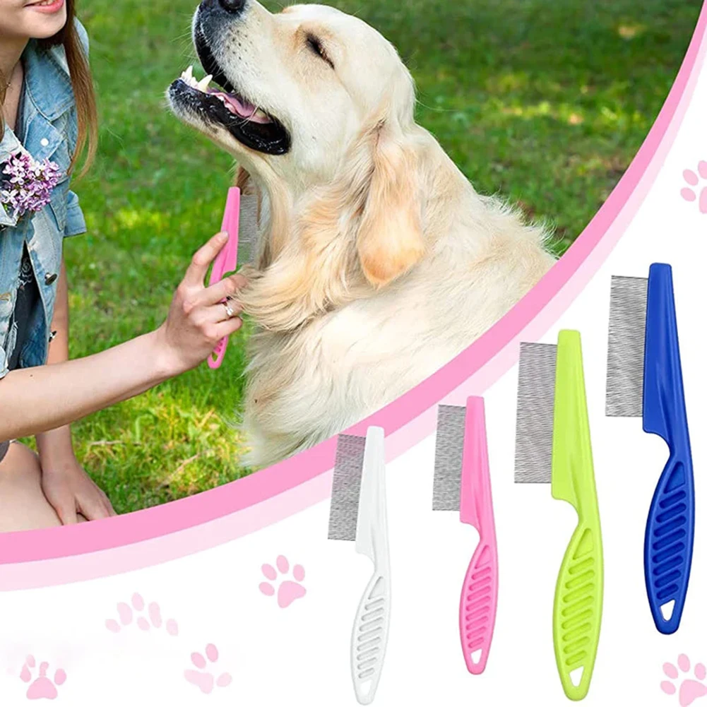 

Home Pet Animal Care Protect Flea Comb For Dog Cat Pet Stainless Steel Comfort Flea Hair Comb Brush Dense Toothed Removal Combs