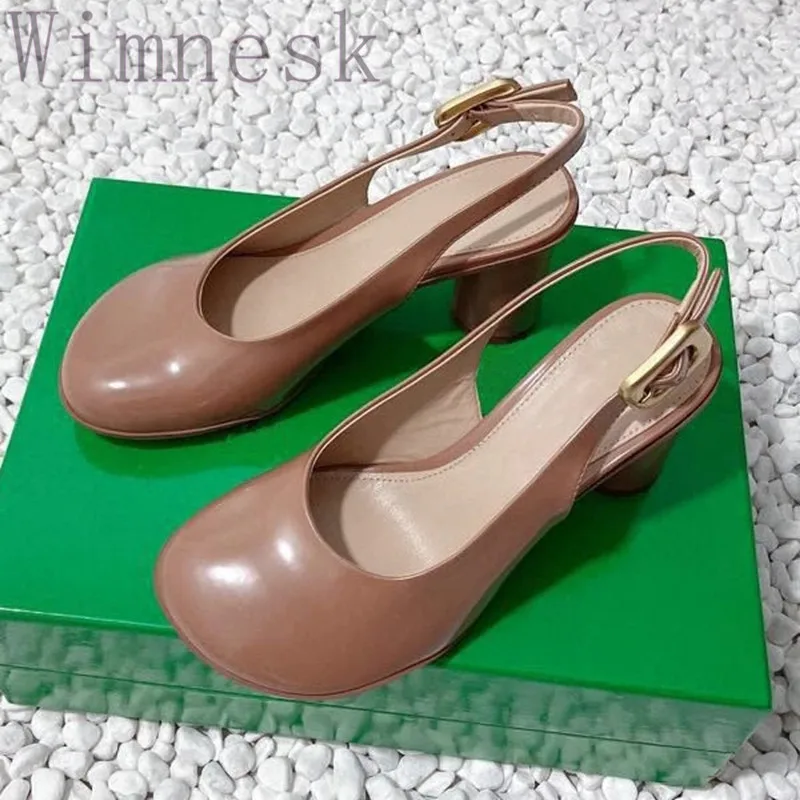 Spring Summer New Round High Heel Slingback Ladies Sandals Nude Black Real Leather Fashion Simple Style Party Sandals Women 2024
Spring Summer New Round High Heel Slingback Ladies Sandals Nude Black Real Leather Fashion Simple Style Party Sandals Women 2024