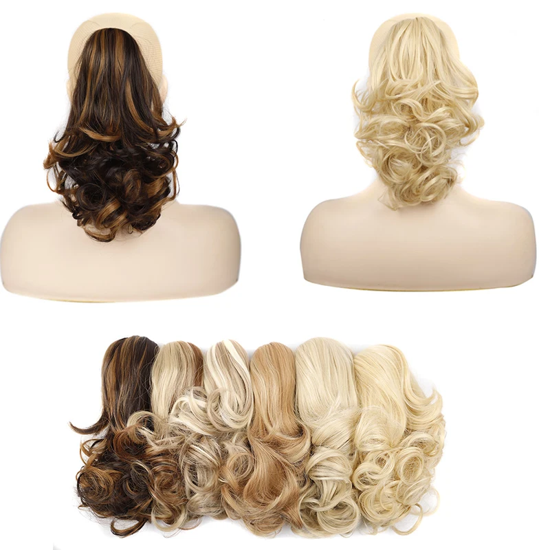 

Wig female short hair ponytail pear flower roll chemical fiber high ponytail natural fluffy curly hair tiger clip