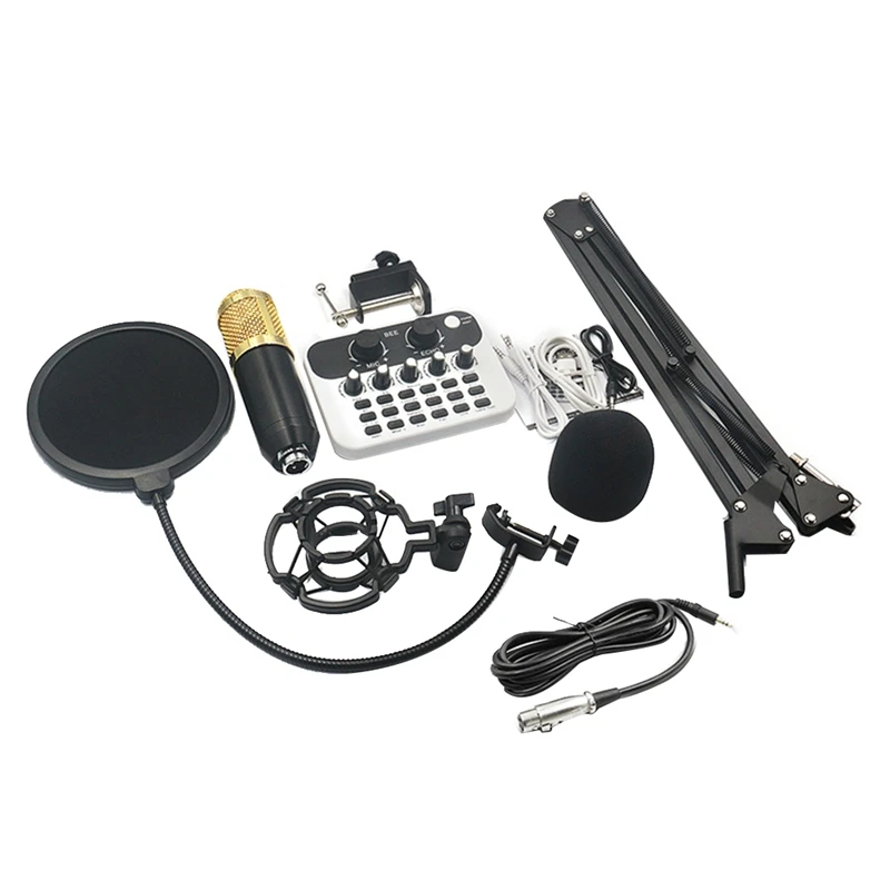

V8 Live Sound Card Audio Interface Mixer With Microphone For PC Computer Phone Broadcast Recording