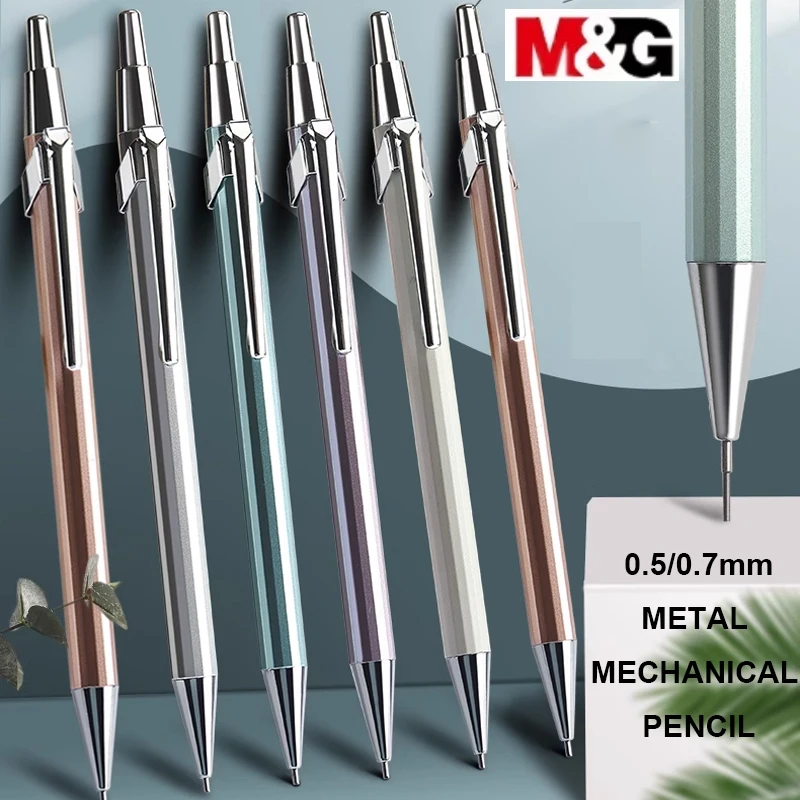 

M&G Metal Mechanical Pencil 0.5mm/0.7mm Lead Refill Student Writing Stationery Automatic Pencils Office School Supplies