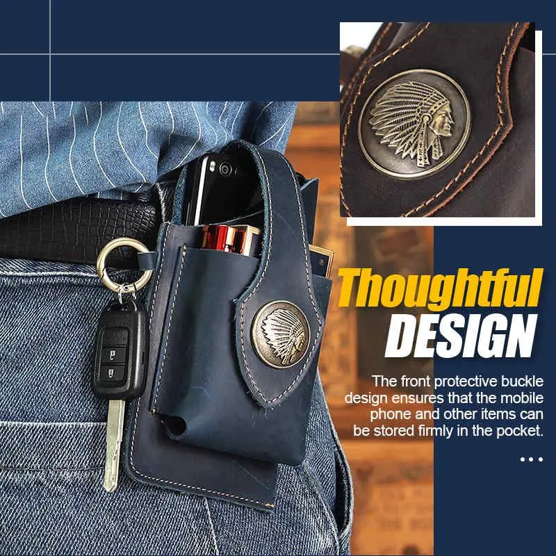 Waist Bag Genuine Leather Retro Men's Bag Belt Packs Holster for Cell Phone Pouch Cigarette Box Wallet Case for IPhone Huawei
Waist Bag Genuine Leather Retro Men's Bag Belt Packs Holster for Cell Phone Pouch Cigarette Box Wallet Case for IPhone Huawei
