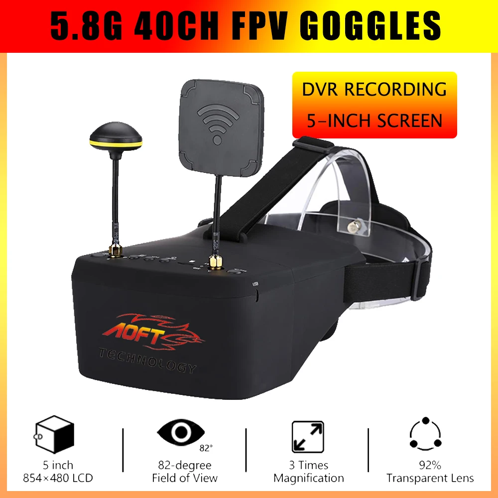 

EV800D 5.8G 40CH 5 Inch 800*480 Video Headset HD DVR Diversity FPV Goggles With Battery For RC Model