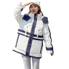 Winter Tooling Down Jacket Women's Mid-length Parka Korean Casual Stitching Women's Hooded Jacket Loose Parkas Woman
Winter Tooling Down Jacket Women's Mid-length Parka Korean Casual Stitching Women's Hooded Jacket Loose Parkas Woman
