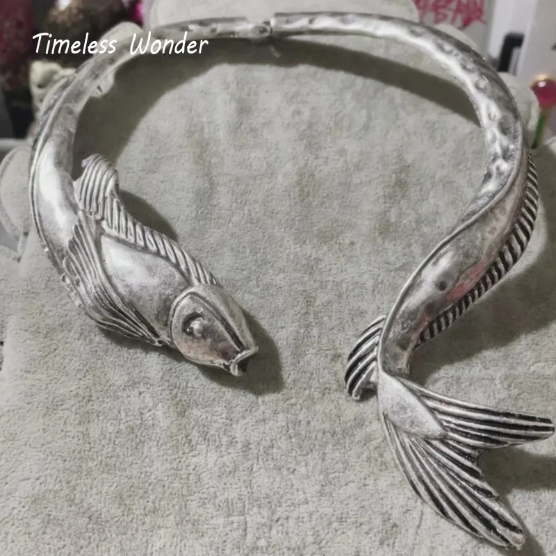 Timeless Wonder Vintage Geo Fish Torque Statement Necklace for Women Designer Jewelry Runway Top Gift Punk Hiphop Rare 2612
Timeless Wonder Vintage Geo Fish Torque Statement Necklace for Women Designer Jewelry Runway Top Gift Punk Hiphop Rare 2612