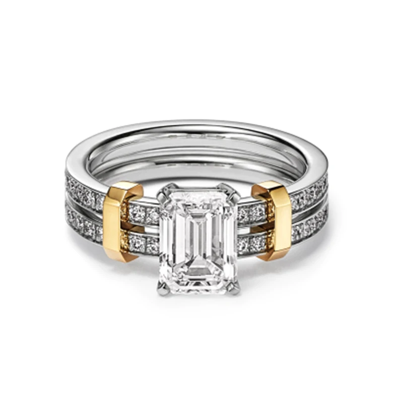 2023 New Jewelry High-end Brand Double Gemstone Ring Fashion Shiny Dazzling Gold And Silver Color Matching Engagement Ring
2023 New Jewelry High-end Brand Double Gemstone Ring Fashion Shiny Dazzling Gold And Silver Color Matching Engagement Ring