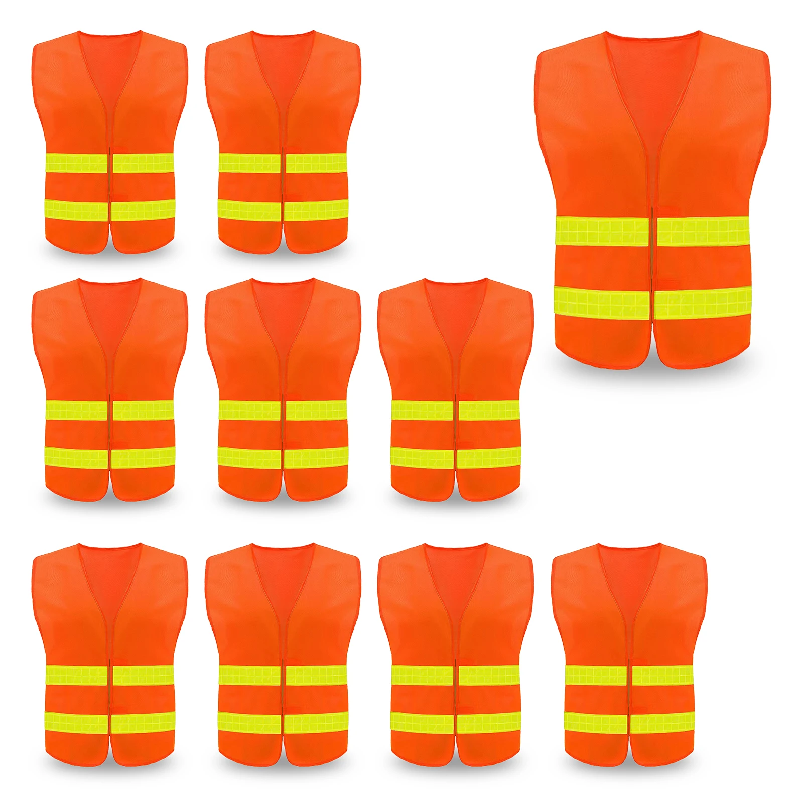 

10 Pack Safety Vest, Reflective High Visibility Construction Vest for Men, Work, Cycling, Runner, Surveyor, Volunteer, Road
