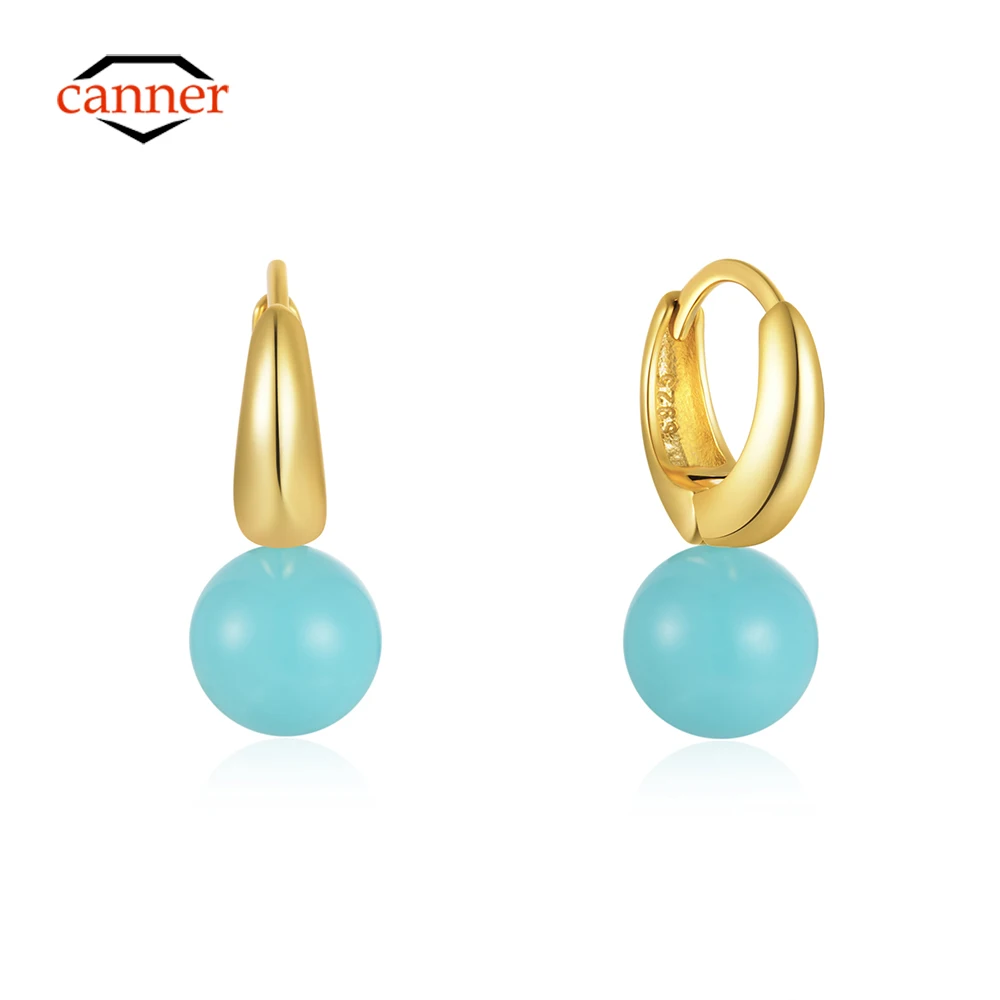 

CANNER 925 Sterling Silver Turquoise Drop Earrings For Women 18k Gold Ins Minimalism Fine Jewelry For Party Engagement Gift