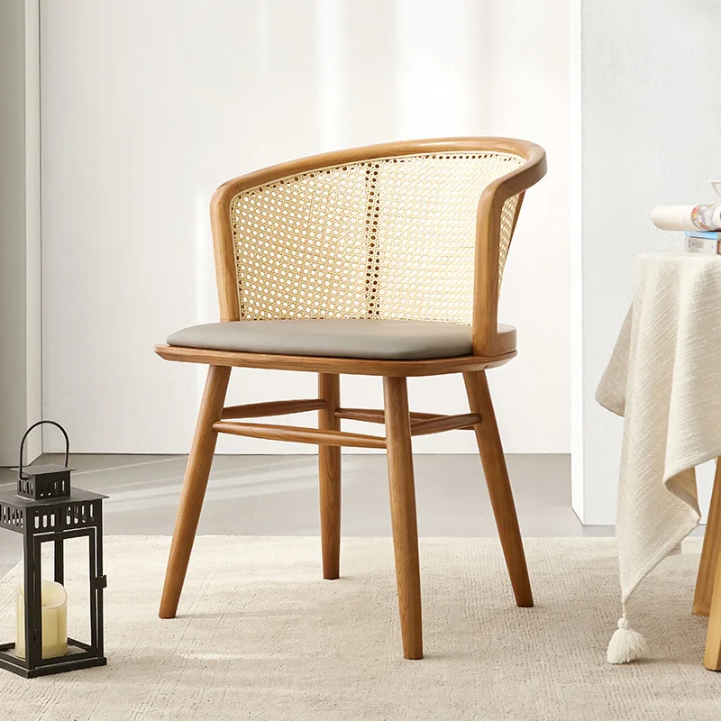 

Скандинавский обеденный стул из массива дерева, домашний стул из ротанга в стиле ретро, гостиничное кресло для ресторана, роскошный обеденный стол и стул онлайн-знаменитостей