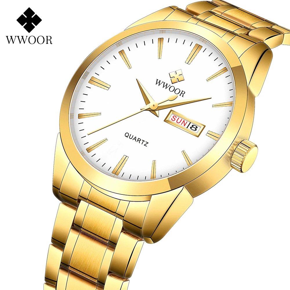 

WWOOR Top Brand Luxury Watch For Men Waterproof Date Stainless Steel Men Wrist Watch Fashion Male Quartz Wristwatch reloj hombre