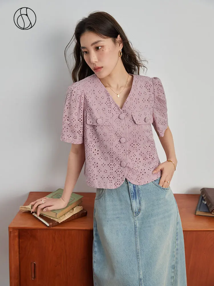 DUSHU Design Inspired Hollowed Out Embroidered Flower Shirt For Summer New 2023 Tops Purple Women Casual Loose Shirts
DUSHU Design Inspired Hollowed Out Embroidered Flower Shirt For Summer New 2023 Tops Purple Women Casual Loose Shirts
