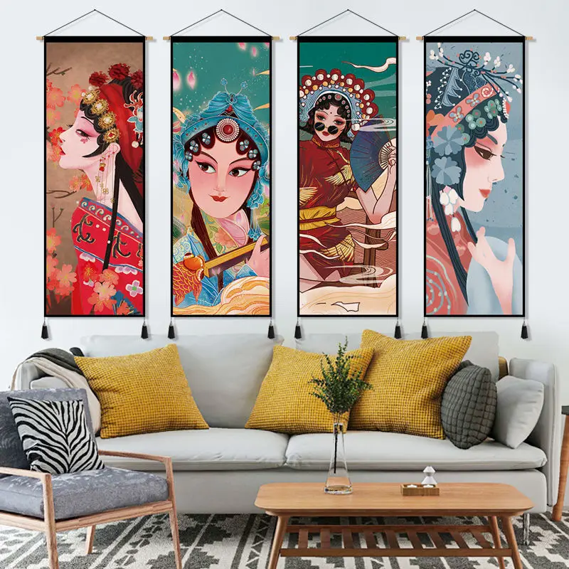 Traditional Chinese Style Scroll Wall Paintings Beijing Opera Living Room Decor Hanging Restaurant Decoration Wall Art Poster
Traditional Chinese Style Scroll Wall Paintings Beijing Opera Living Room Decor Hanging Restaurant Decoration Wall Art Poster