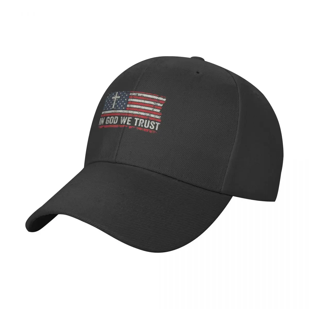 

In God We Trust - Vintage USA Flag Cross Patriotic Christian T-Shirt Baseball Cap tea Hat Beach Bag Elegant Women's Hats Men's
