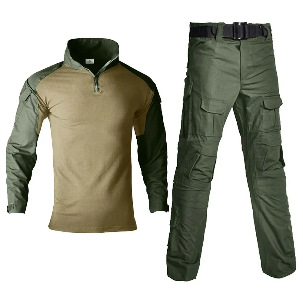 

Тактический Камуфляжный костюм, Мужская военная форма, Мужская армейская рубашка для страйкбола, боевые брюки-карго с подкладками, походная одежда
