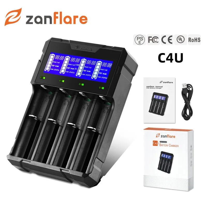 Зарядное устройство Zanflare на 4 слота с ЖК-дисплеем, умная Быстрая зарядка для аккумуляторов 18650 21700 в AA/AAA NiCd NiMh
Зарядное устройство Zanflare на 4 слота с ЖК-дисплеем, умная Быстрая зарядка для аккумуляторов 18650 21700 в AA/AAA NiCd NiMh