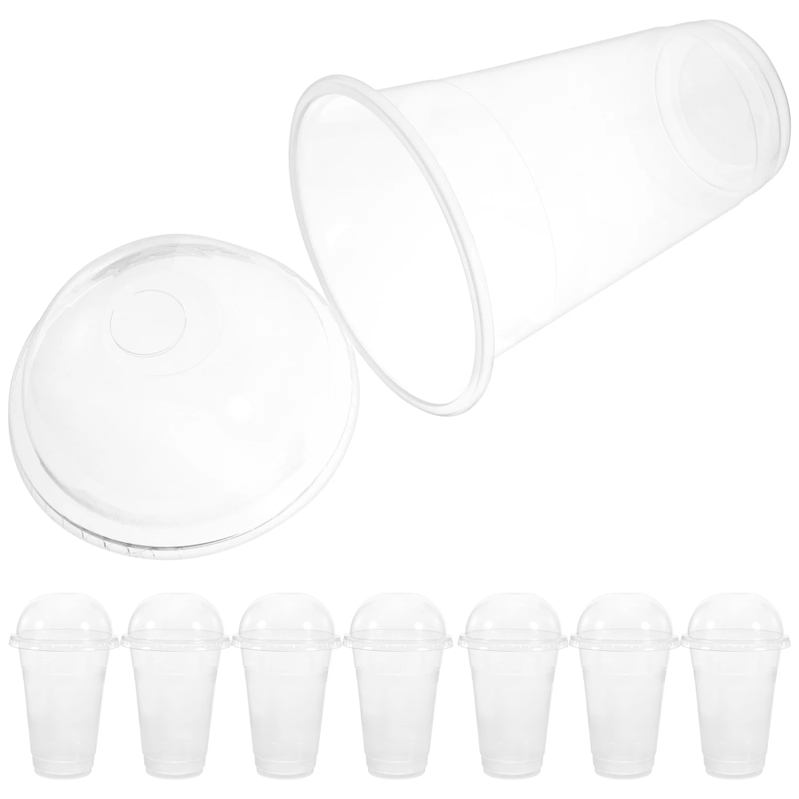 

50 Sets of Transparent Juice Cups Disposable Juice Cups Plastic Juice Cups Portable Clear Cups with Lids