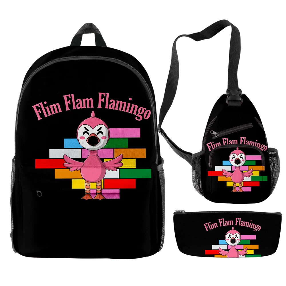 

Hip Hop Popular Funny flim flam flamingo 3D Print 3pcs/Set pupil School Bags Travel Laptop Backpack Chest Bag Pencil Case