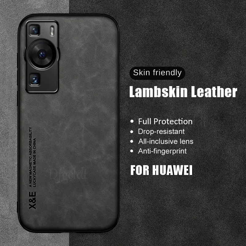 

Luxury Sheepskin Leather Phone Case For Huawei P60 P50 P40 P30 P20 Lite Shockproof Case Nova 12 11 Ultra 10 9 Pro Magnetic Cover