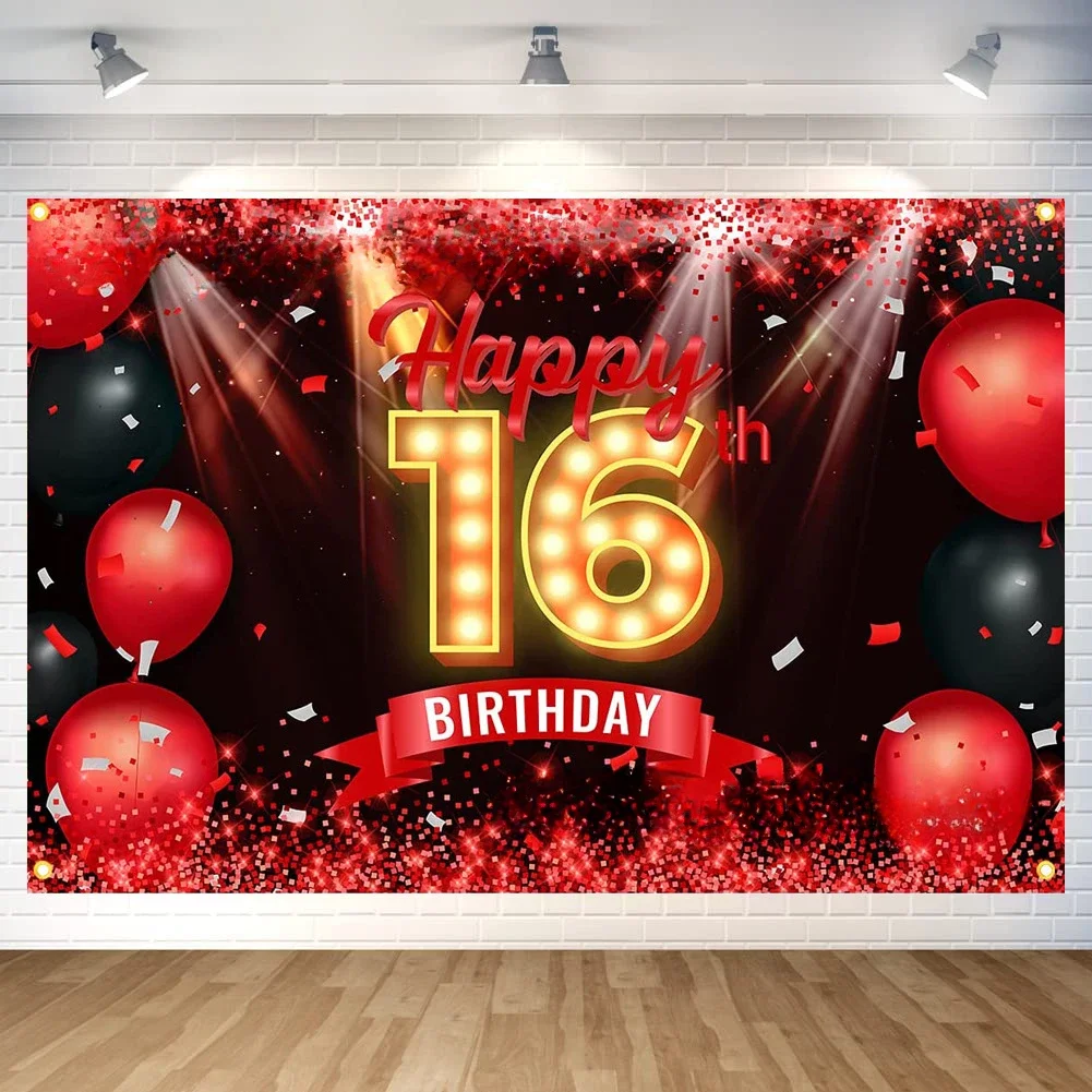 Happy 16th Birthday Backdrop Red and Black 16 Years Old Birthday Decorations Party Banner Photo Booth Props Background Decor
Happy 16th Birthday Backdrop Red and Black 16 Years Old Birthday Decorations Party Banner Photo Booth Props Background Decor