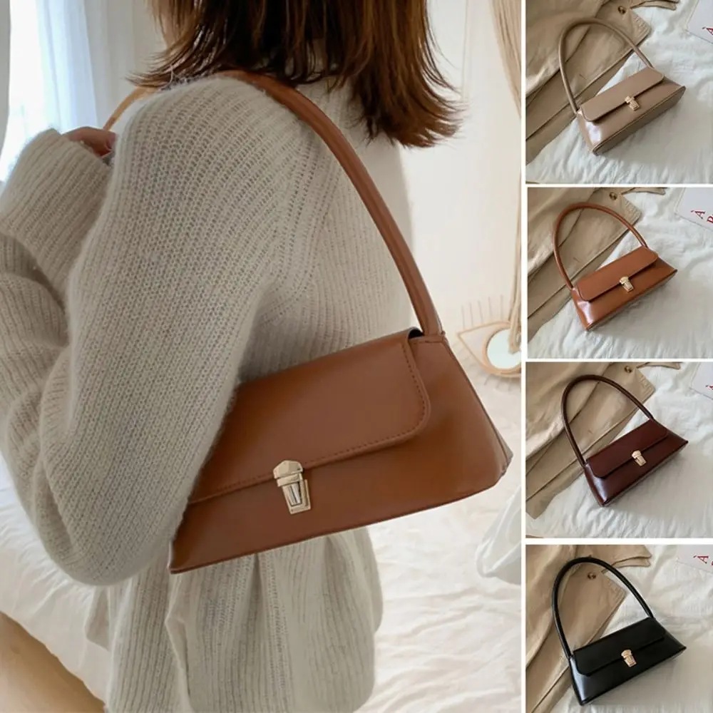 

PU Leather Armpit Shoulder Bag Vintage Purses Classic Clutches Underarm Bag Solid Color Female Handbag