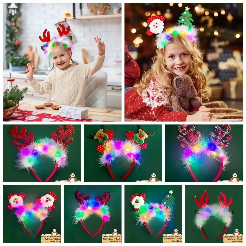 

Antlers LED Christmas Headband Headdress Colorful LED Light Christmas Headband Xmas Tree LED Xmas Tree Snowflake Hair Band