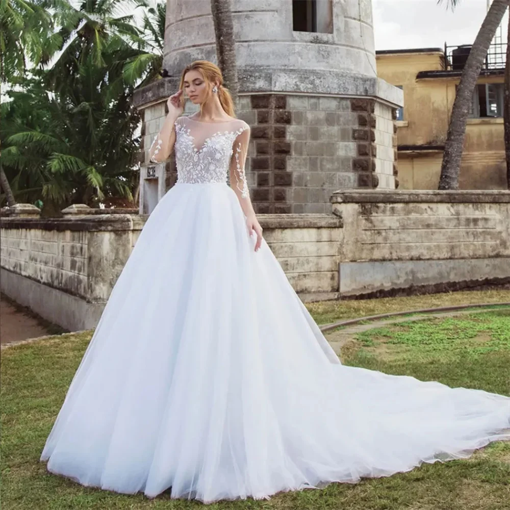 Spring Scoop Neck Wedding Dresses 2024 Sheer Sleeves Lace Appliques A-Line Tulle Bridal Gowns Coutry Style Vestidos para mujer
Spring Scoop Neck Wedding Dresses 2024 Sheer Sleeves Lace Appliques A-Line Tulle Bridal Gowns Coutry Style Vestidos para mujer