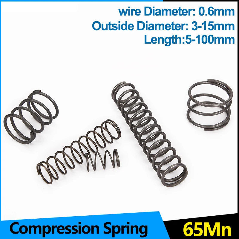 

Y Type Cylidrical Helical Coil Compressed Shock Pressure Return Compression Spring Steel 65Mn Backspring WD 0.6mm