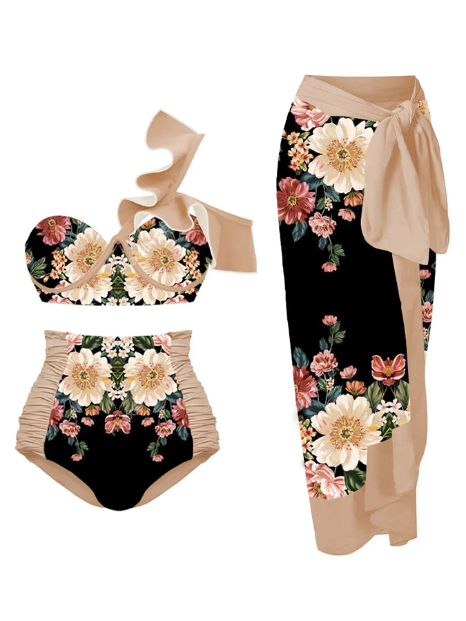 Flower Print High Waist Split Bikini Sexy Ruffle Backless Bathing Suit summer Fashion Beachwear Women's beach Swimming Costume
Flower Print High Waist Split Bikini Sexy Ruffle Backless Bathing Suit summer Fashion Beachwear Women's beach Swimming Costume