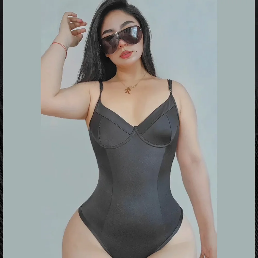 

Women Sexy Back Tied Triangular Bodysuit Tummy Control High Compression Reducing and Shaping Shapewear Full Body Shaper Sheath