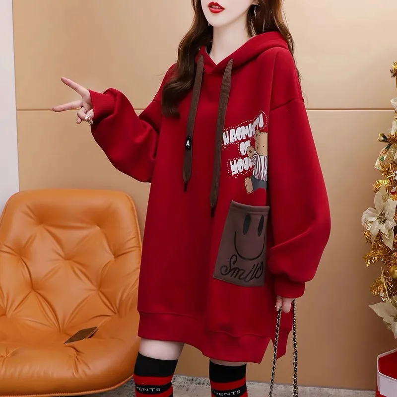 Hsa Cartoon Bear Hooded Sweater Jumpers Warm Y2K Loose Knitted Autumn Winter Casual Pullovers long Tops Women Streetwear
Hsa Cartoon Bear Hooded Sweater Jumpers Warm Y2K Loose Knitted Autumn Winter Casual Pullovers long Tops Women Streetwear