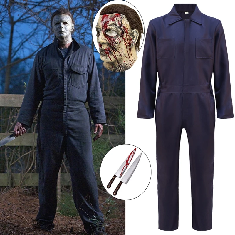 Michael Myers Cosplay Jumpsuits Man Bleach Halloween Costume Outfits Bodysuit Mask Knife Carnival Suit with Horror Mask Headgear
Michael Myers Cosplay Jumpsuits Man Bleach Halloween Costume Outfits Bodysuit Mask Knife Carnival Suit with Horror Mask Headgear