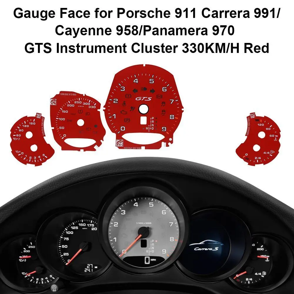 Gauge Face for Porsche 911 Carrera 991/Cayenne 958/Panamera 970 GTS 330KM/H Red
Gauge Face for Porsche 911 Carrera 991/Cayenne 958/Panamera 970 GTS 330KM/H Red
