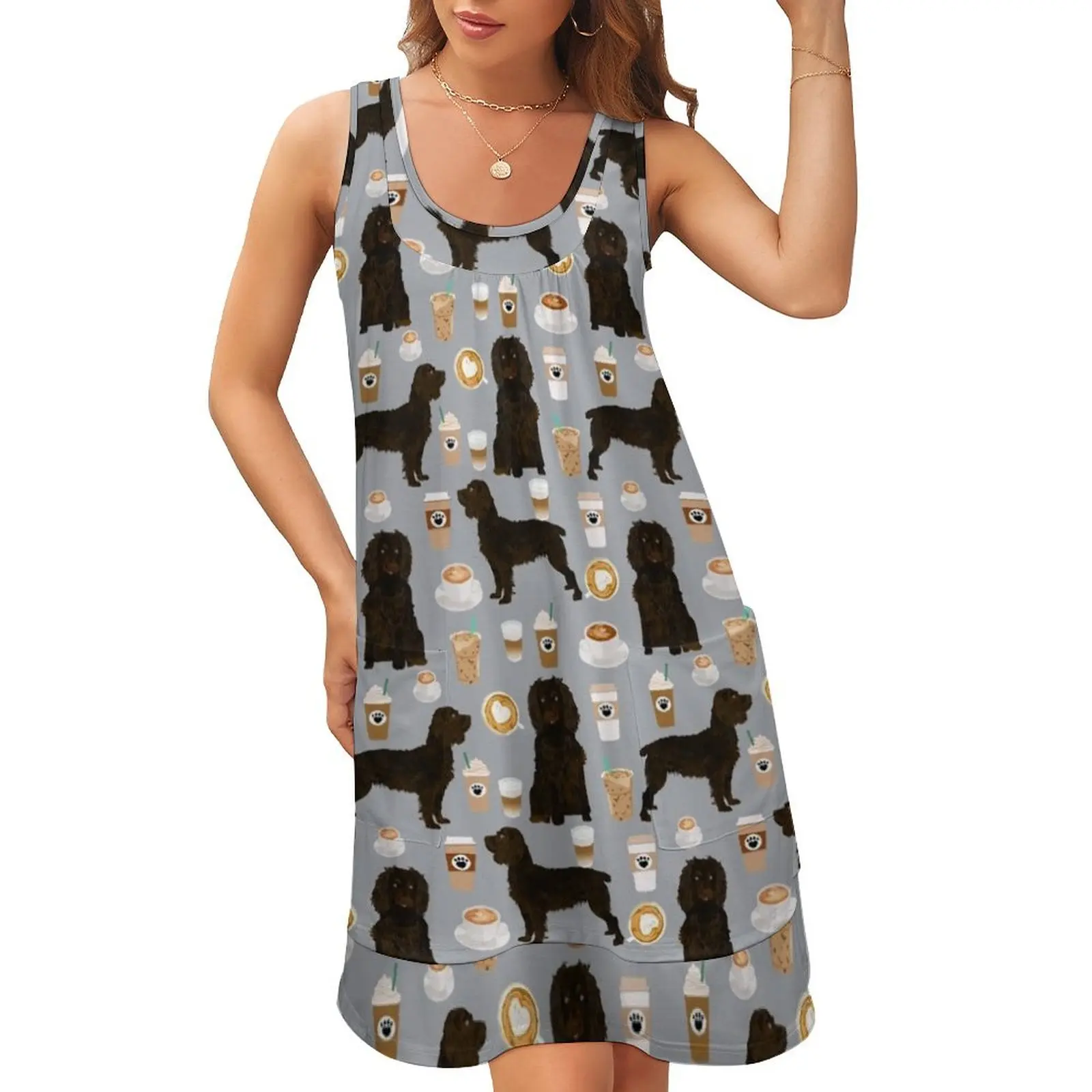 boykin spaniel dog coffee gifts art accessories boykin spaniels dog design Sleeveless U-Neck Fake Two Piece Dress
boykin spaniel dog coffee gifts art accessories boykin spaniels dog design Sleeveless U-Neck Fake Two Piece Dress