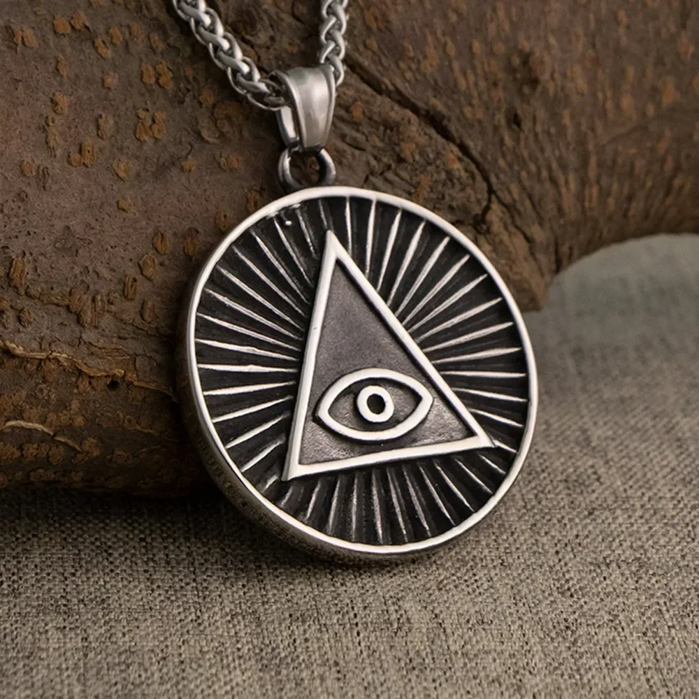 

JHSL Vintage Retro Men Stainless Steel The Eye of Horus Statement Pendant Necklace Fashion Jewelry for Male New Arrival