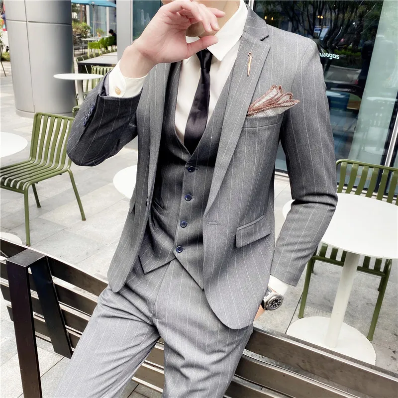 Blazers Jacket Pants Vest 3 Pieces Set / Fashion New Men's Casual Stripe Business Groom Wedding Suit Coat Trouses Waistcoat
Blazers Jacket Pants Vest 3 Pieces Set / Fashion New Men's Casual Stripe Business Groom Wedding Suit Coat Trouses Waistcoat