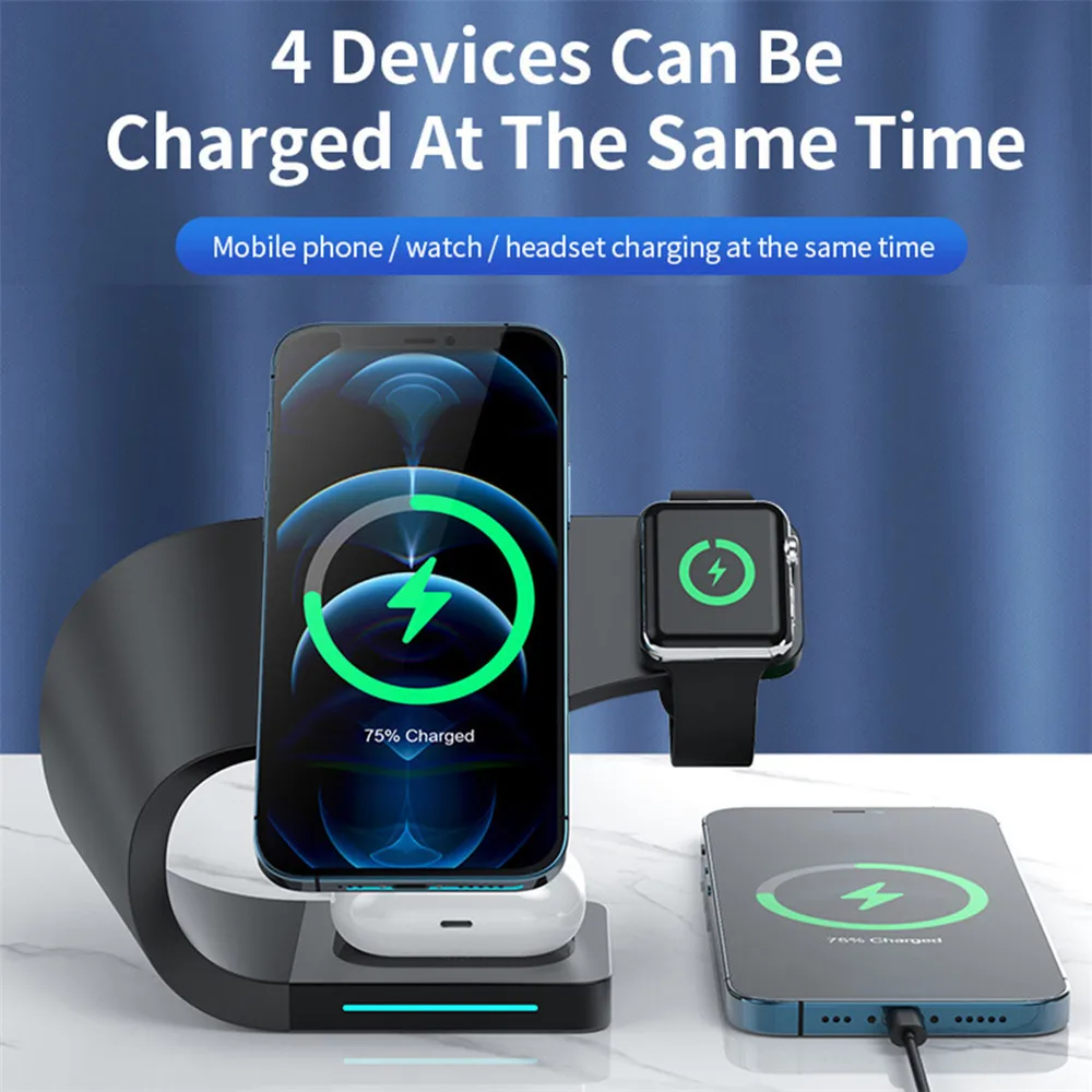 4 в 1 беспроводная зарядная подставка для iPhone 14 13 12 Pro Max Apple Watch Airpods Pro iWatch 7 6 Mini Магнитная зарядная док-станция
4 в 1 беспроводная зарядная подставка для iPhone 14 13 12 Pro Max Apple Watch Airpods Pro iWatch 7 6 Mini Магнитная зарядная док-станция