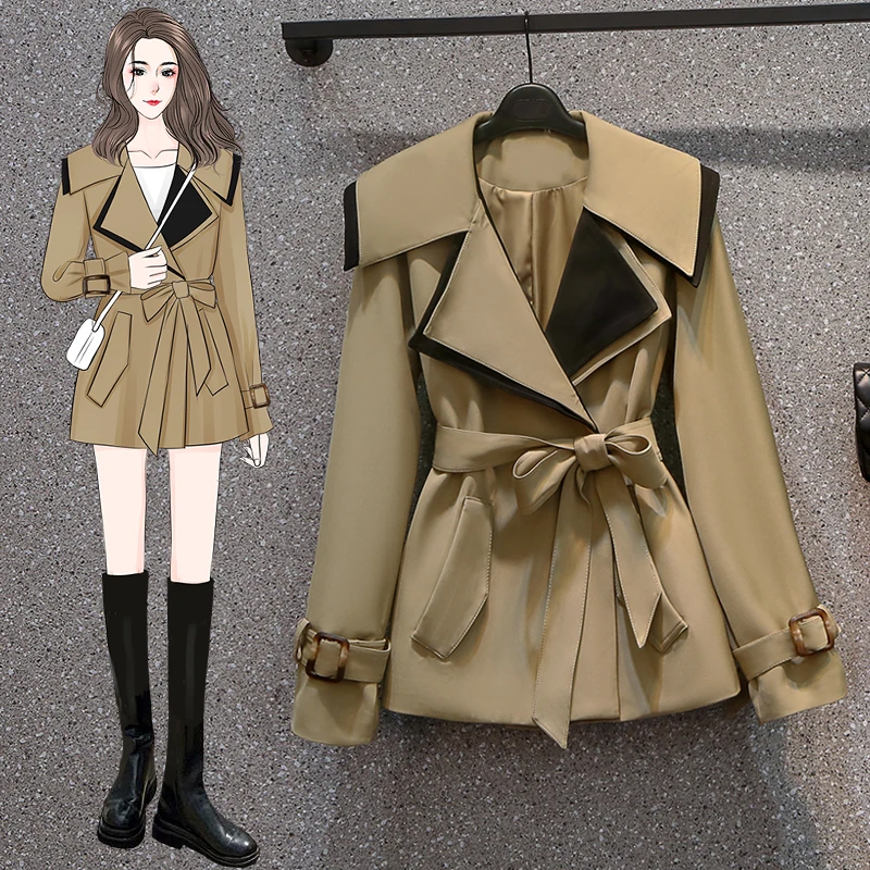 2023 Spring New British Paneled Coat Plus Size Female Clothing Trench Cropped Age Reducing Slim Free Shipping
2023 Spring New British Paneled Coat Plus Size Female Clothing Trench Cropped Age Reducing Slim Free Shipping
