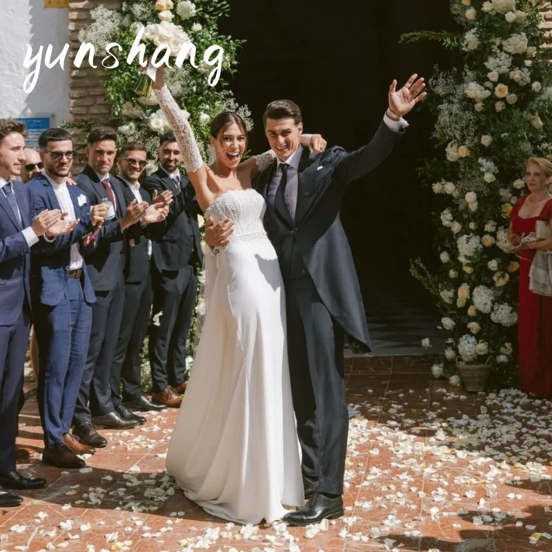 Yunshang Elegant Mermaid Wedding Dress 2024 Open Back Lace Strapless Detachable Sleeve Bridal Gown Floor Length Vestido De Novia
Yunshang Elegant Mermaid Wedding Dress 2024 Open Back Lace Strapless Detachable Sleeve Bridal Gown Floor Length Vestido De Novia