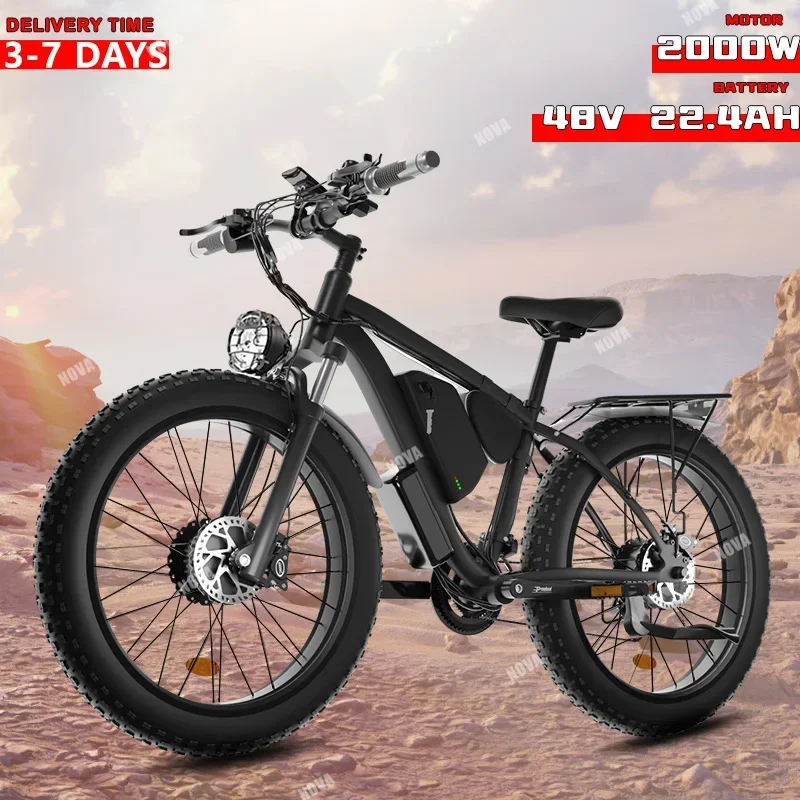 

Adult Electric bike 48V 22.4Ah 2000W Double Motor Electric Bicycle 26*4.0 Inch Fat Tire Mountain Snow Hydraulic disc brake Ebike