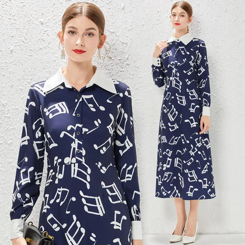 Female High Class Flower Printed Long Sleeve Spring Vestidos Bodycon Single Breasted Fashion Polo Neck T-shirt Mid Long Dresses
Female High Class Flower Printed Long Sleeve Spring Vestidos Bodycon Single Breasted Fashion Polo Neck T-shirt Mid Long Dresses