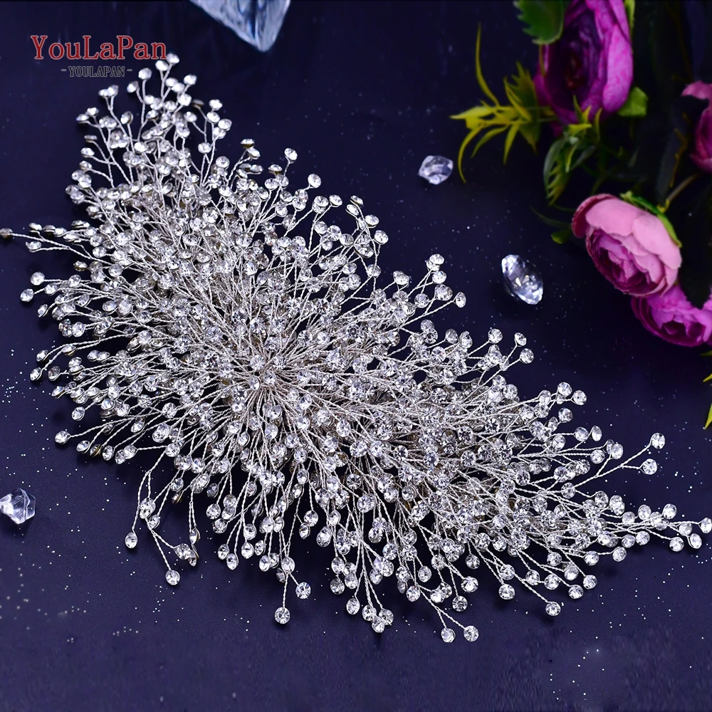 

YouLaPan Handmade Bridal Dress Sash Silver Color Rhinestone Luxury Wedding Sash Bridal Accessory for Women's Wedding Day SH431