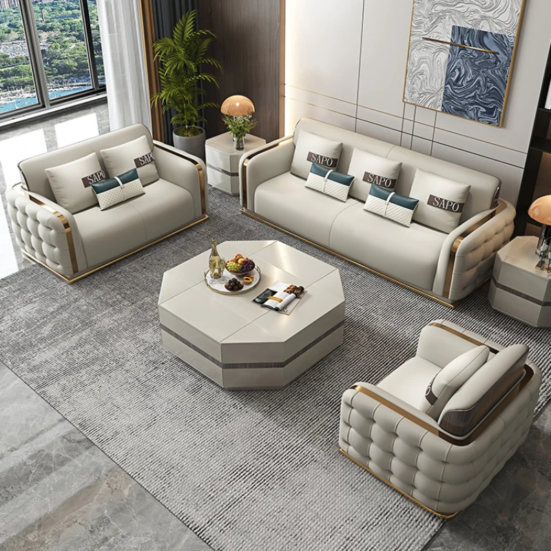 

Luxury Fancy Living Room Sofas Genuine Leather Designer Individual Sofa Italian Modern Divani Da Soggiorno Home Furniture