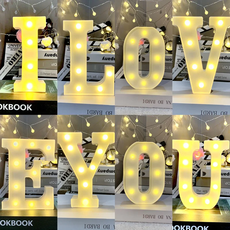 LED Luminous Alphabet Letter Lights Number Lamps Table Lamp Night Lights for Bedroom Wedding Birthday Party Festival Decoration
LED Luminous Alphabet Letter Lights Number Lamps Table Lamp Night Lights for Bedroom Wedding Birthday Party Festival Decoration