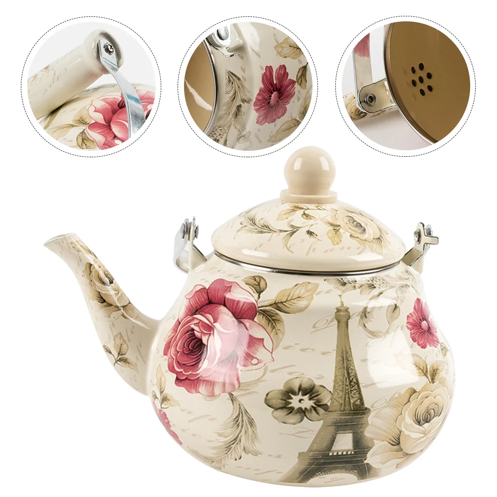 Enamel Tea Kettle Ceramic Handle Pot Boiling Water Kitchen Supplies Romantic Milk Large-capacity Teapot
Enamel Tea Kettle Ceramic Handle Pot Boiling Water Kitchen Supplies Romantic Milk Large-capacity Teapot